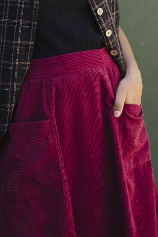 Falda pana granate con bolsillos delanteros- Ropa mujer SusiSweetdress