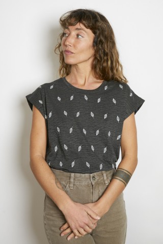 gris oscuro chispeado con hojas blancas- Ropa mujer SusiSweetdress
