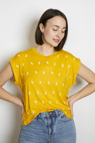 amarilla con hojas blancas- Ropa mujer SusiSweetdress