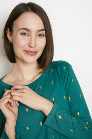 Camiseta SusiSweetdress verde con rayos dorados manga larga- Ropa mujer SusiSweetdress