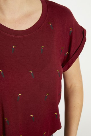 Camiseta SusiSweetdress granate con pelicanos- Ropa mujer SusiSweetdress