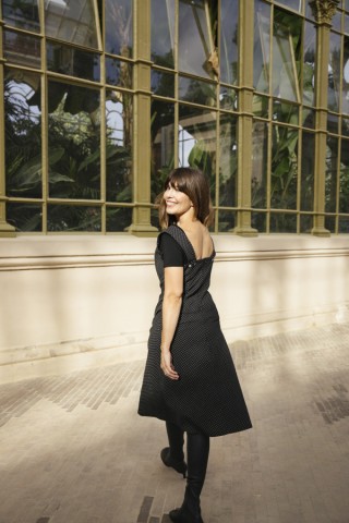 Vestido granate flores blancas  con doble tirante- Colección SusiSweetdress