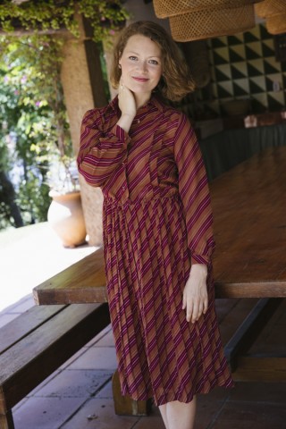 Vestido vintage en tonos tostados - Ropa mujer vintage SusiSweetdress