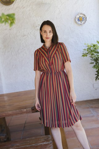 Vestido vintage a rayas otoñal - Ropa mujer vintage SusiSweetdress