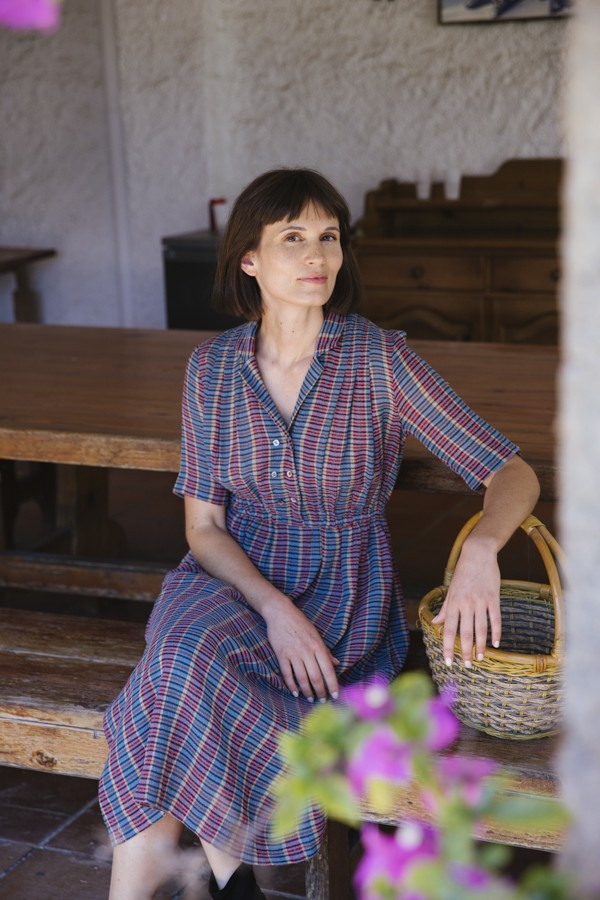 Vestido vintage a cuadritos granates y azules - Ropa mujer vintage SusiSweetdress