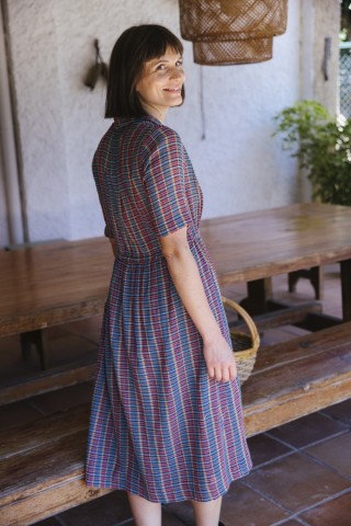 Vestido vintage a cuadritos granates y azules - Ropa mujer vintage SusiSweetdress