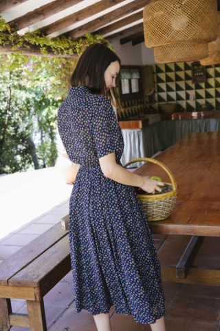 Vestido vintage azul con flores colores - Ropa mujer vintage SusiSweetdress