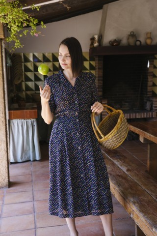 Vestido vintage azul con flores colores - Ropa mujer vintage SusiSweetdress