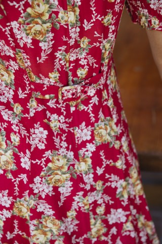 Vestido vintage rojo con flores - Ropa mujer vintage SusiSweetdress