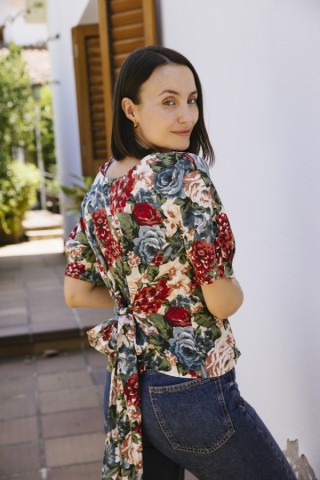 Camisa vintage blanca con flores colores- Ropa mujer SusiSweetdress