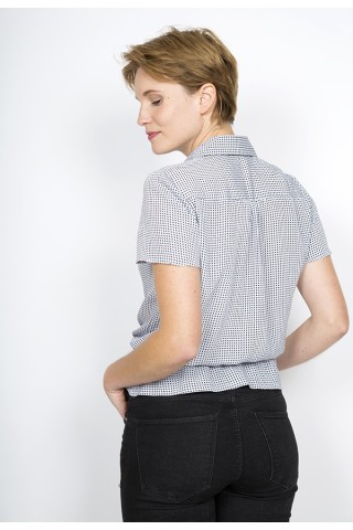 Camisa vintage gris perla con cuadritos negros - Ropa mujer SusiSweetdress