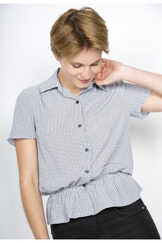Camisa vintage gris perla con cuadritos negros - Ropa mujer SusiSweetdress