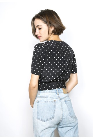 Camisa vintage negra con puntos blancos- Ropa mujer SusiSweetdress