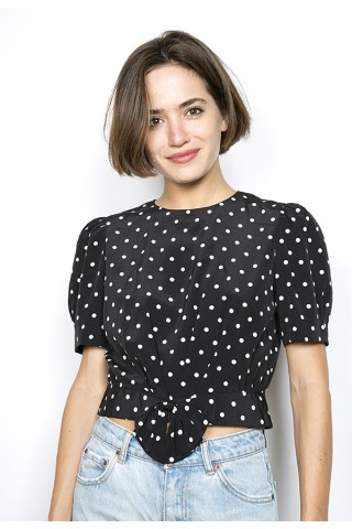 Camisa vintage negra con puntos blancos- Ropa mujer SusiSweetdress