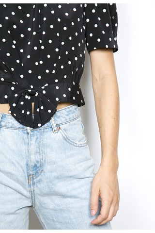 Camisa vintage negra con puntos blancos- Ropa mujer SusiSweetdress