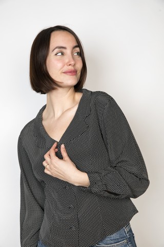 Camisa vintage negra con puntitos blancos - Ropa mujer SusiSweetdress
