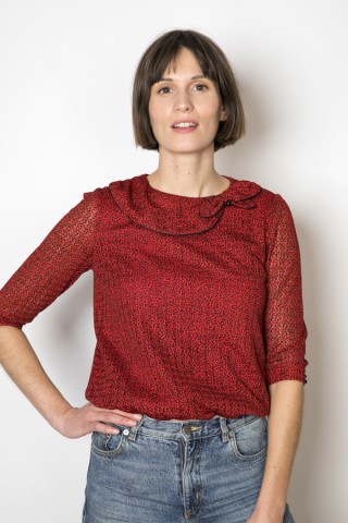Camisa vintage roja con print negro - Ropa mujer SusiSweetdress