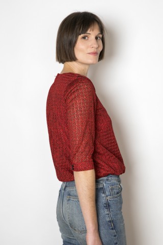 Camisa vintage roja con print negro - Ropa mujer SusiSweetdress