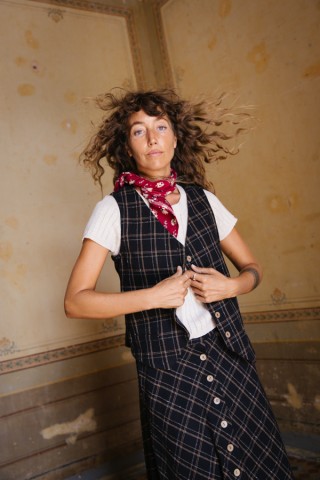 Falda larga negra a cuadros con botones- Ropa mujer SusiSweetdress