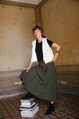 Falda maxi larga kaki de punto- Ropa mujer SusiSweetdress