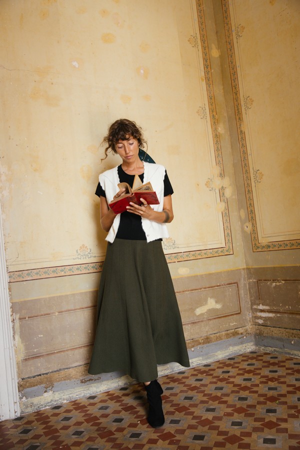 Falda maxi larga kaki de punto- Ropa mujer SusiSweetdress