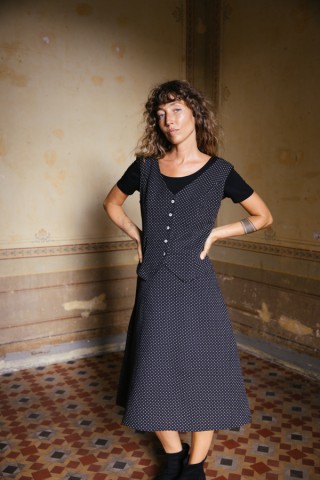 Vestido granate flores blancas  con doble tirante- Colección SusiSweetdress