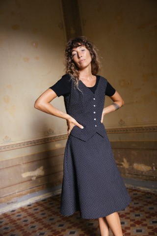 Vestido granate flores blancas  con doble tirante- Colección SusiSweetdress