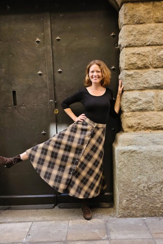 Falda larga negra a cuadros beis con botones- Ropa mujer SusiSweetdress