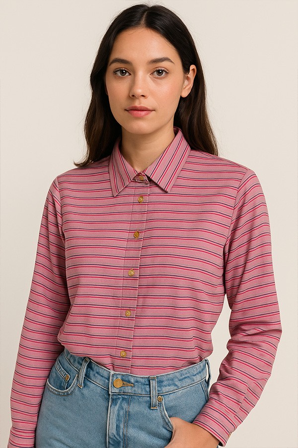 Camisa vintage única lila a rayas colores flúor- Ropa mujer SusiSweetdress