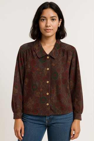 Camisa vintage marrón estampado - Ropa mujer SusiSweetdress