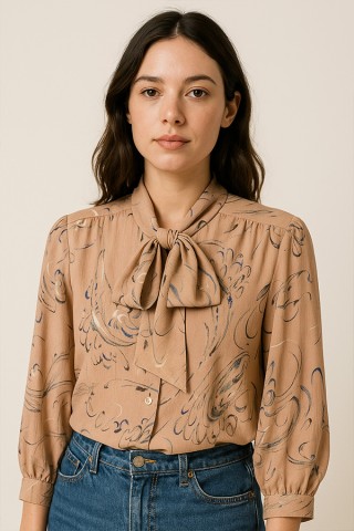 Camisa vintage rosa palo estampado - Ropa mujer SusiSweetdress