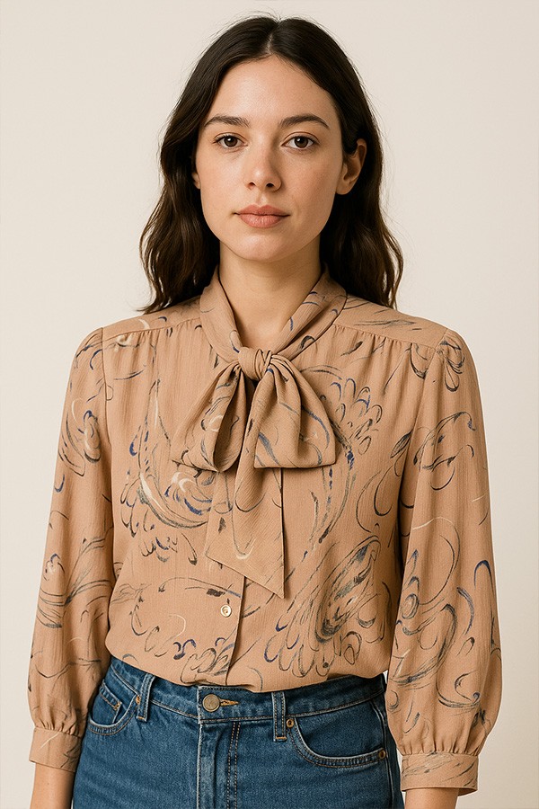 Camisa vintage rosa palo estampado - Ropa mujer SusiSweetdress