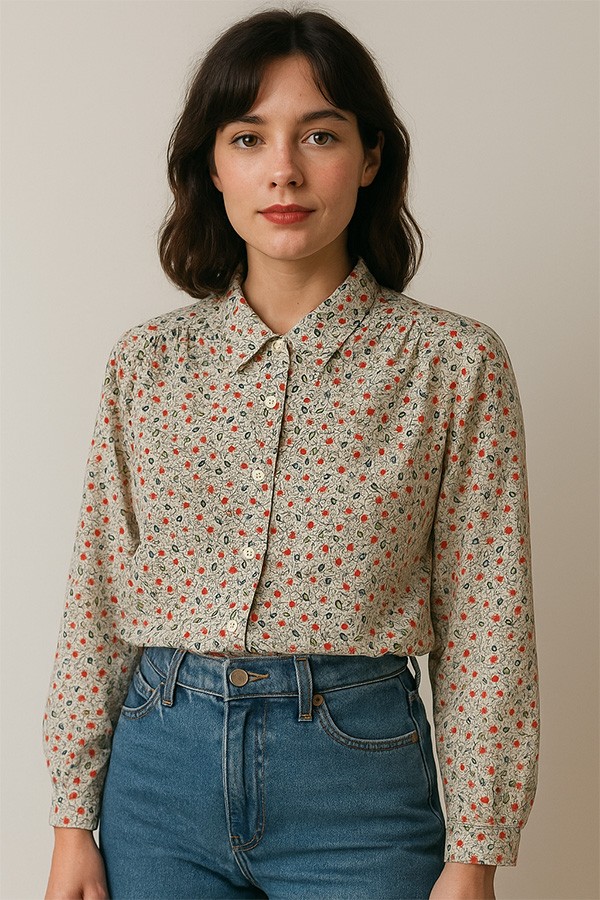 Camisa vintage blanca floreada - Ropa mujer SusiSweetdress