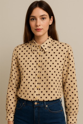 Camisa vintage beige lunas marrones - Ropa mujer SusiSweetdress