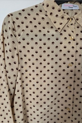 Camisa vintage beige lunas marrones - Ropa mujer SusiSweetdress