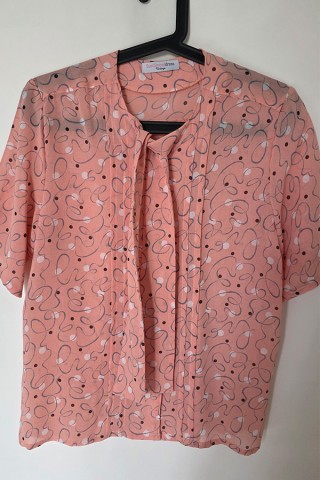 Camisa vintage rosa topos blanco marrón - Ropa mujer SusiSweetdress