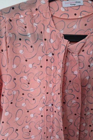 Camisa vintage rosa topos blanco marrón - Ropa mujer SusiSweetdress