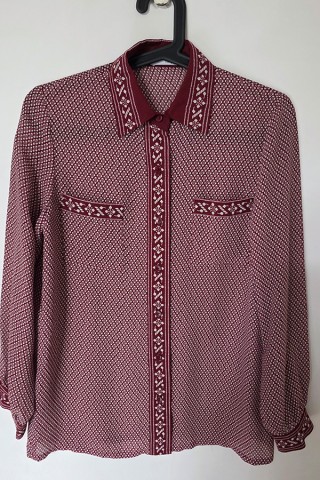 Camisa vintage granate estampado blanco - Ropa mujer SusiSweetdress