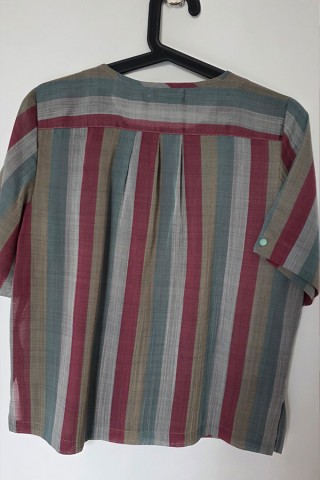 Camisa vintage rayas granate beige azul gris - Ropa mujer SusiSweetdress