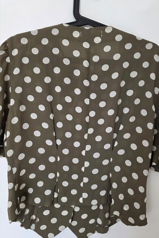 Camisa vintage marrón topos blancos - Ropa mujer SusiSweetdress