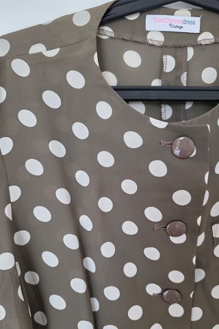 Camisa vintage marrón topos blancos - Ropa mujer SusiSweetdress