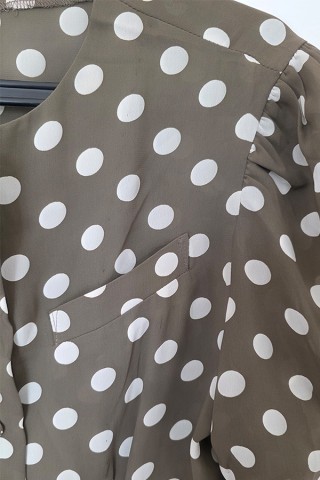 Camisa vintage marrón topos blancos - Ropa mujer SusiSweetdress