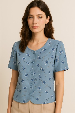 Camisa vintage flores azul claro - Ropa mujer SusiSweetdress