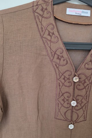Camisa vintage marrón chocolate bordada - Ropa mujer SusiSweetdress