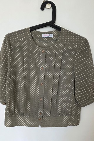 Camisa vintage verde seco topos blanco - Ropa mujer SusiSweetdress