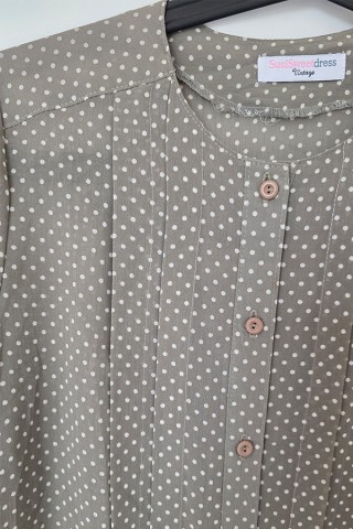 Camisa vintage verde seco topos blanco - Ropa mujer SusiSweetdress