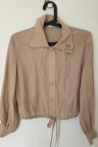 Camisa vintage beige flor bordada - Ropa mujer SusiSweetdress