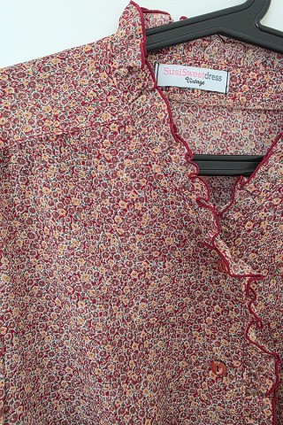 Camisa vintage pequeñas flores granate - Ropa mujer SusiSweetdress