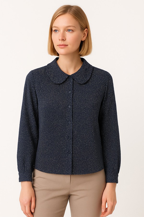 Camisa vintage negra topitos blancos - Ropa mujer SusiSweetdress