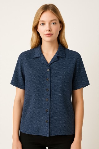 Camisa vintage azul topitos blancos - Ropa mujer SusiSweetdress